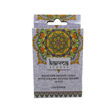 Set 20 Conos Incienso Reflujo + Soporte Ceramica Lavanda