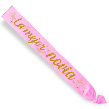 Banda La Mejor Novia Rosa Con Texto Dorado