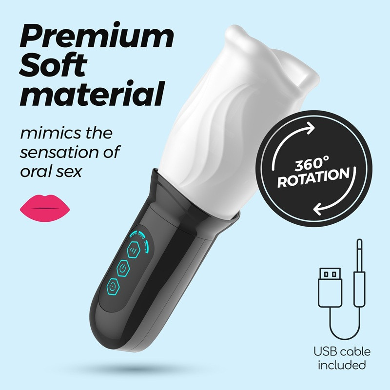 Masturbador Masculino Recargable Copa Giratoria Fellatrix Crushious