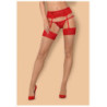 Medias Obsessive Beige Lisas Encaje Rojo 838