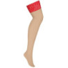 Medias Obsessive Beige Lisas Encaje Rojo Blossmina